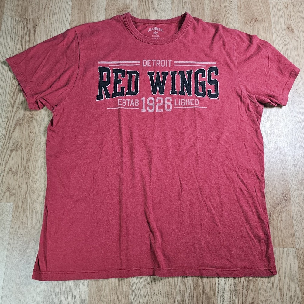 Detroit Red Wings Banner 47 T-Shirt Mens XL Red NHL Hockey Graphic Tee